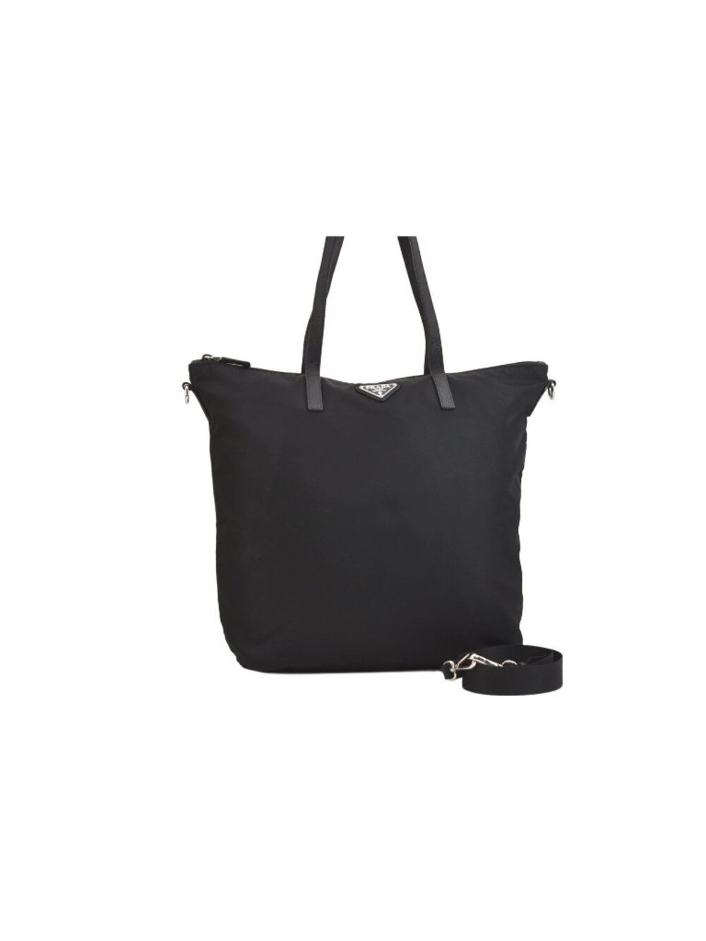 Prada Vintage Nylon Leather 2-Way Shoulder Cross Handbag Black
